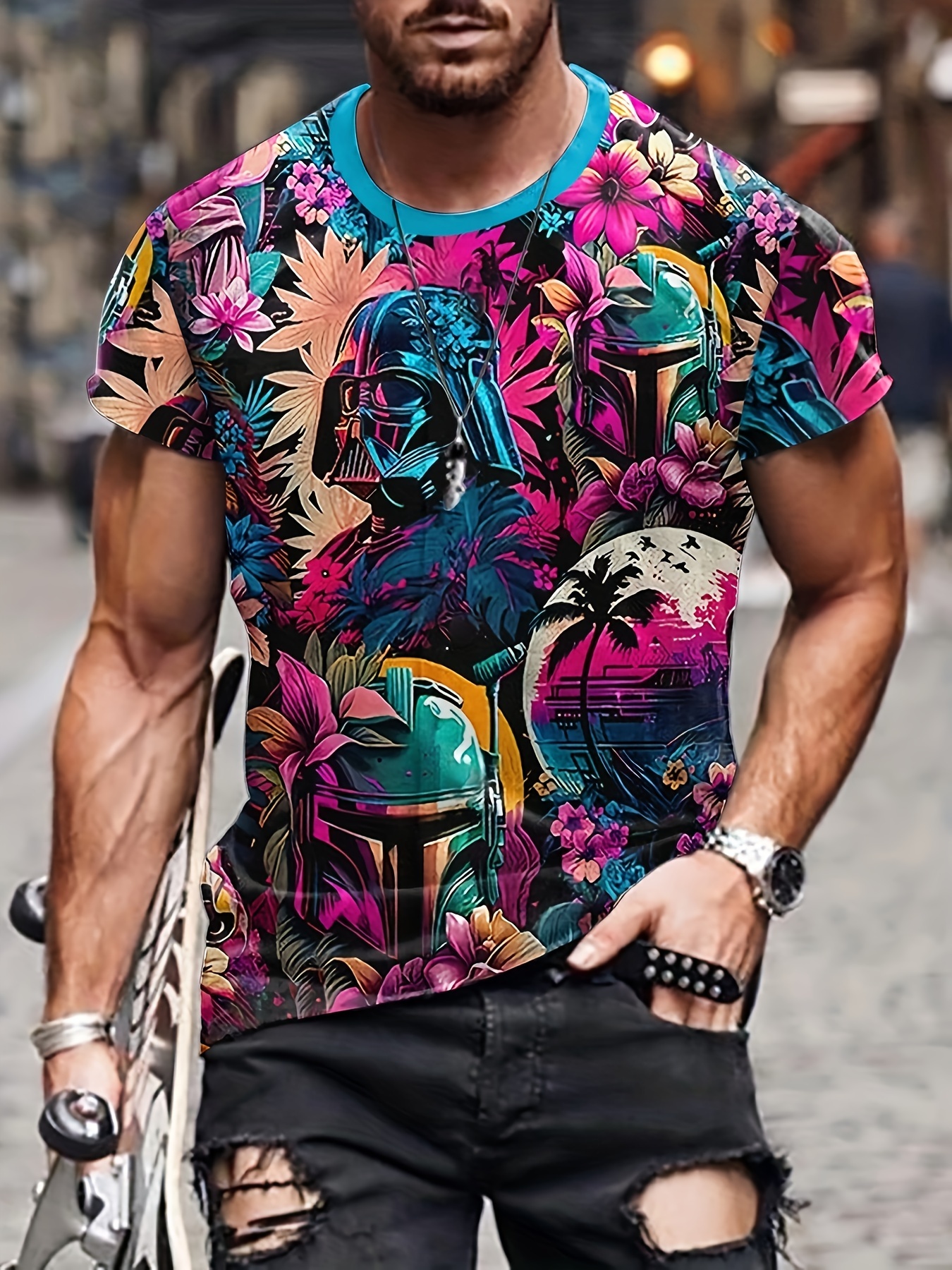 Flower Print T Shirt Men - Temu Canada