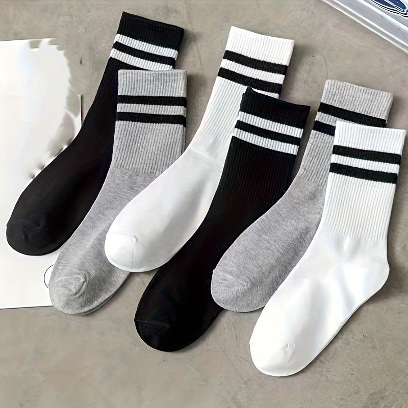 4 Pares Calcetines Largos Estilo Literario Negro Blanco - Temu