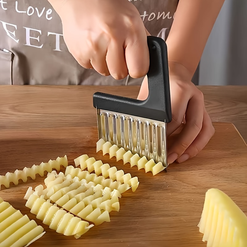 1pc Waffle Fries Potato Cutter With Grids, Grid Design Slicer, Crinkle