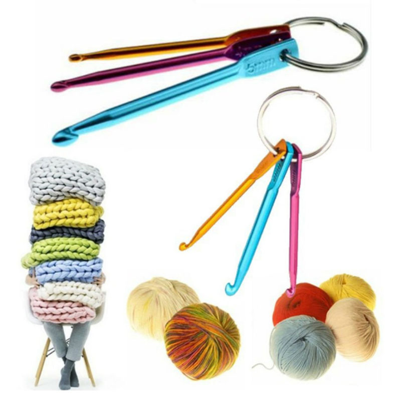 4Pcs Crochet Keychain braiding Tool Braid Accessories Crochet Tools Crochet  kit Braided Keychain Metal Keychain Ergonomic Crochet Hooks Yarn Crochet