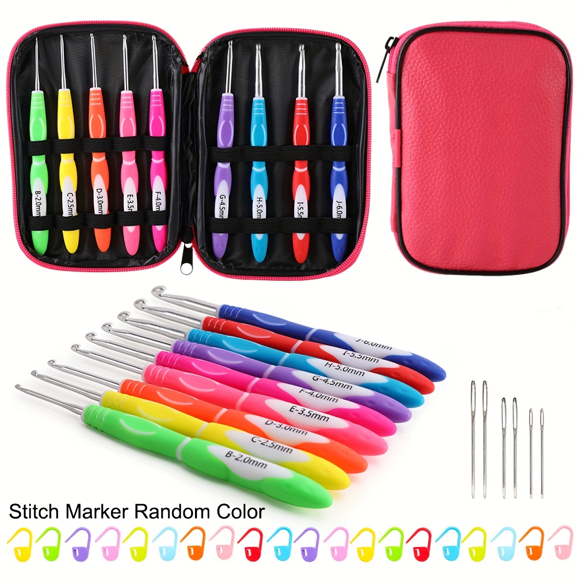 KOKNIT Crochet Hooks Set with Case,9 Ergonomic Crochet Hooks with Soft  Grip,12 Aluminum,Full Crochet Kit for Beginners Adults with Crochet Tools  and