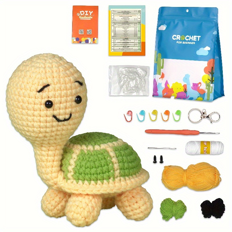 2023 Crochet Animal Kit, The Wobbles Kit Crochet, Turtle Bee Crochet Kit,  DIY Craft Complete Crochet Set for Beginners, Adults and Kids, Includes  Yarn, Hook, Needle Accessories,Blue : : Home