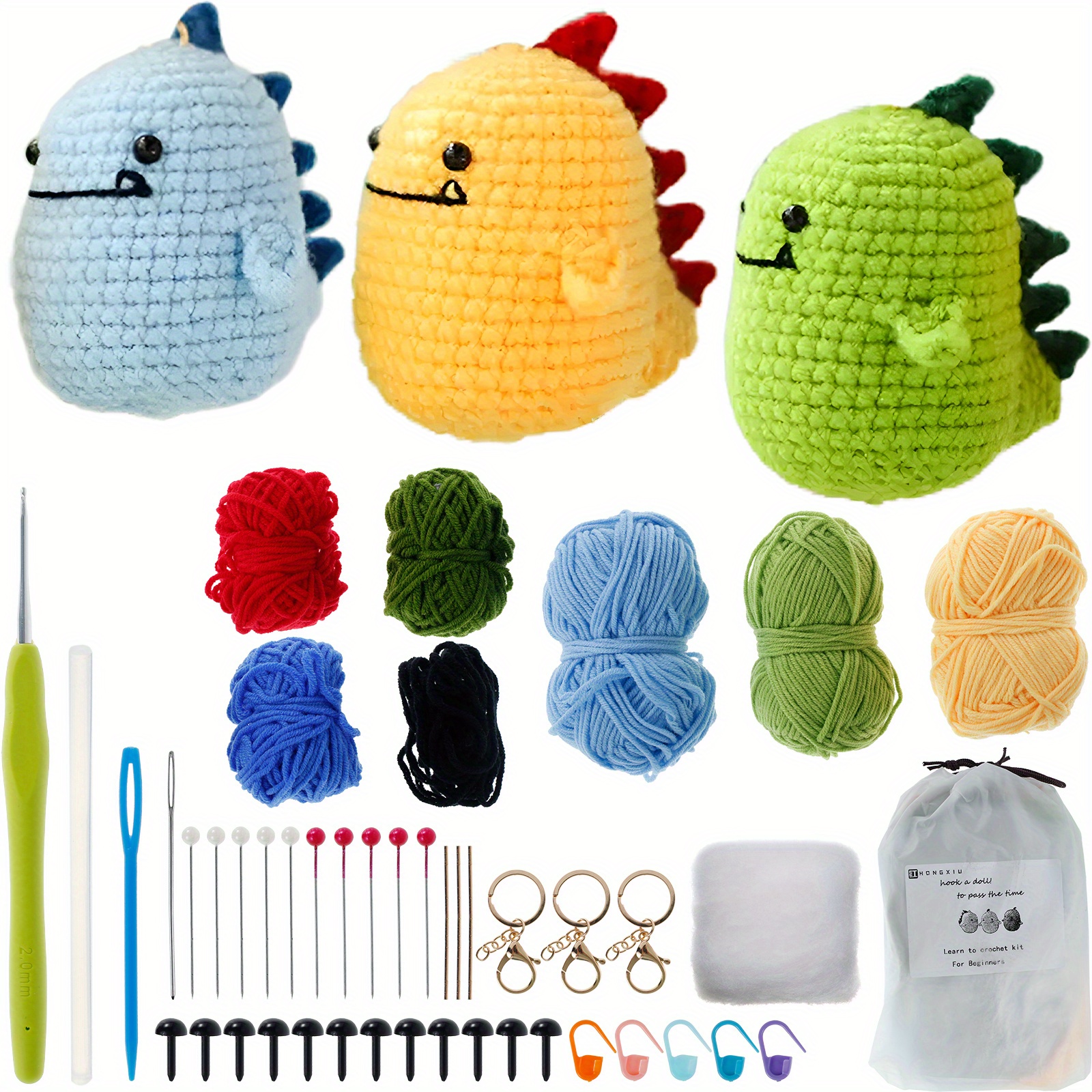  Crochet Kit for Beginner, Crochet Starter Kit w Step-by-Step  Video Tutorials, Crochet Kit for Beginners, Beginner Crochet Kit for Adults  Kids Women Men Complete Kit Included (Axolotl 2Pack)