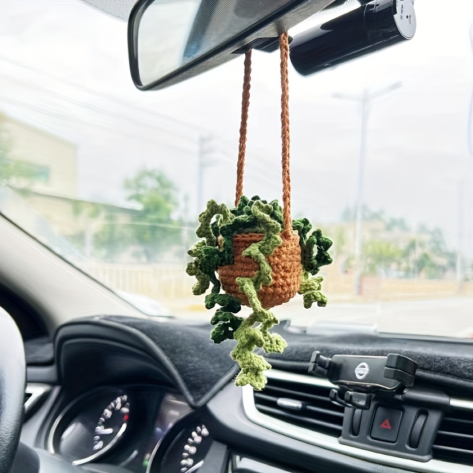 Niedliche Häkelpflanze Autospiegel hängendes Zubehör, Boho