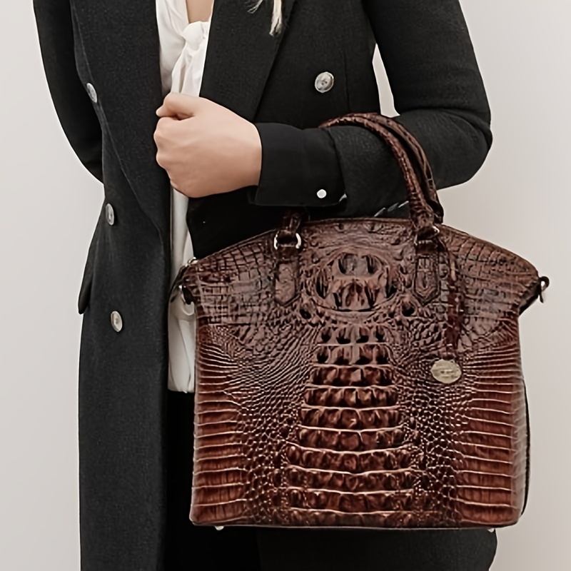 ‘Sold’ ALAÏA Black Crocodile Embossed Leather Puzzle Zip Top Handle Satchel  Tote Bag GC