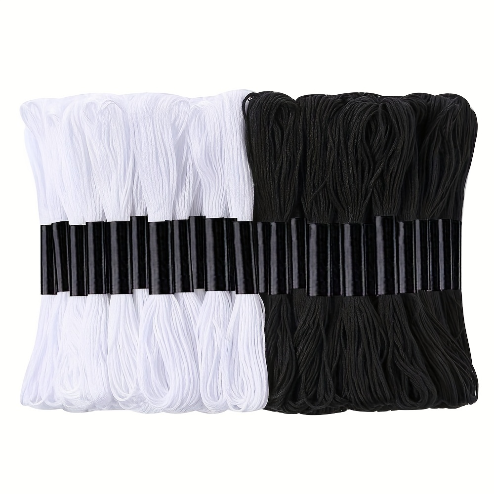 Black Embroidery , 24 Skeins Embroidery Thread Friendship Bracelet String,  Cross Stitch Threads Hair Wrap Yarn