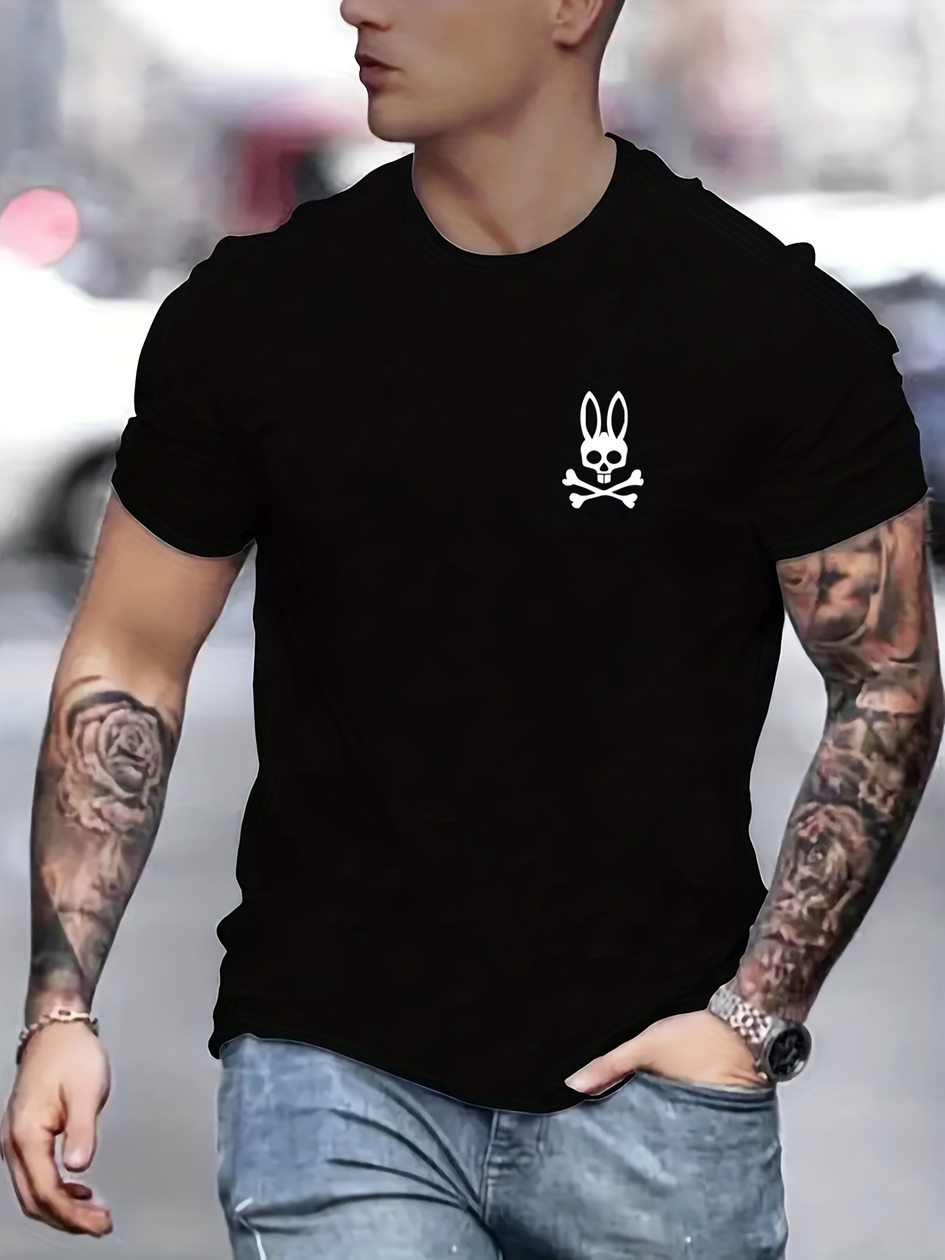 Psycho Bunny Lounge Pocket Tee Black MD at  Men's Clothing store