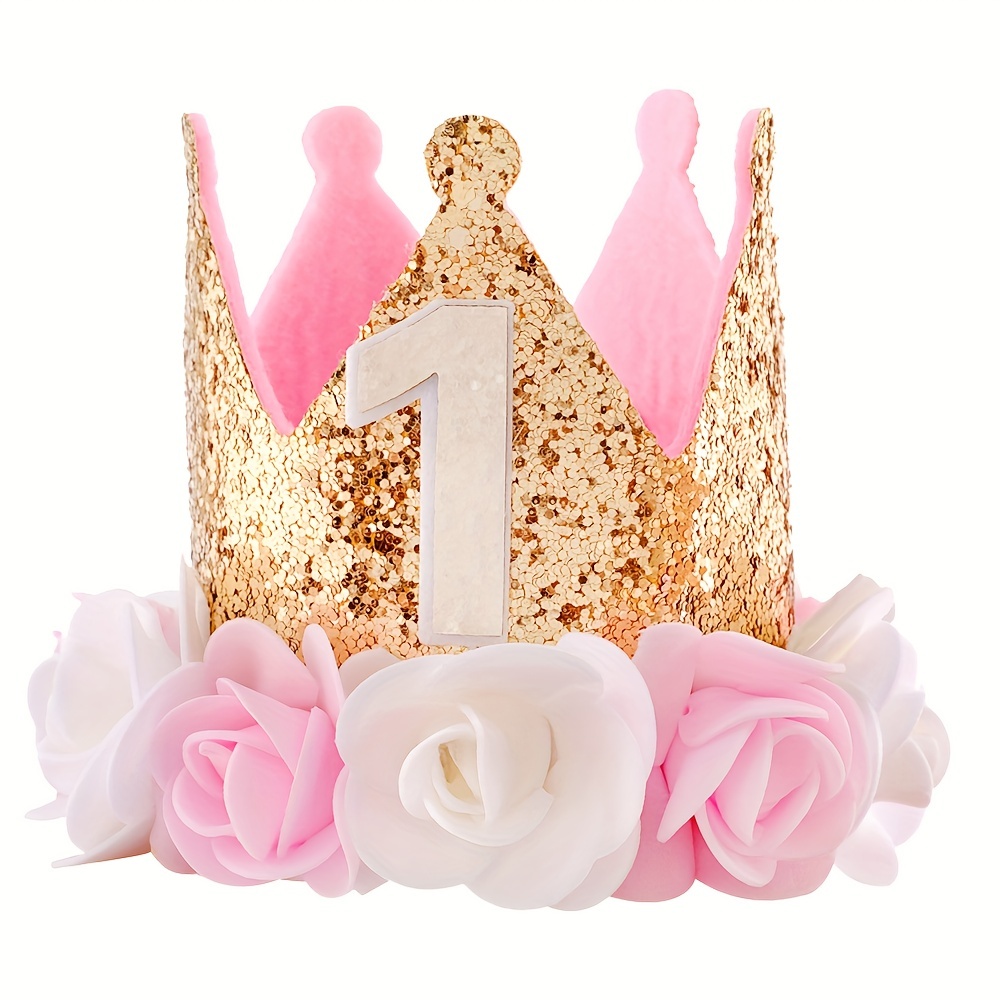Sombrero de fiesta de cumpleaños para bebé, corona de princesa para niña de  1, 2 y 3 años, diadema para Baby Shower, decoración de fiesta de primer  cumpleaños para niños - AliExpress