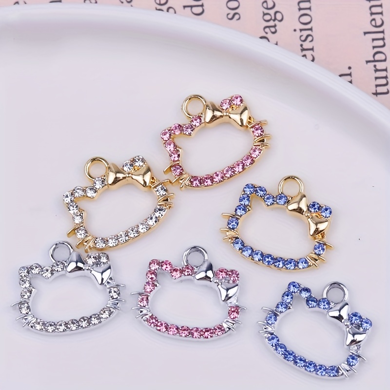 DIY Accessories 6pcs Silver Plated Enamel Colorful Cat Charm for Jewelry Making Bracelet Necklace Craft,Temu