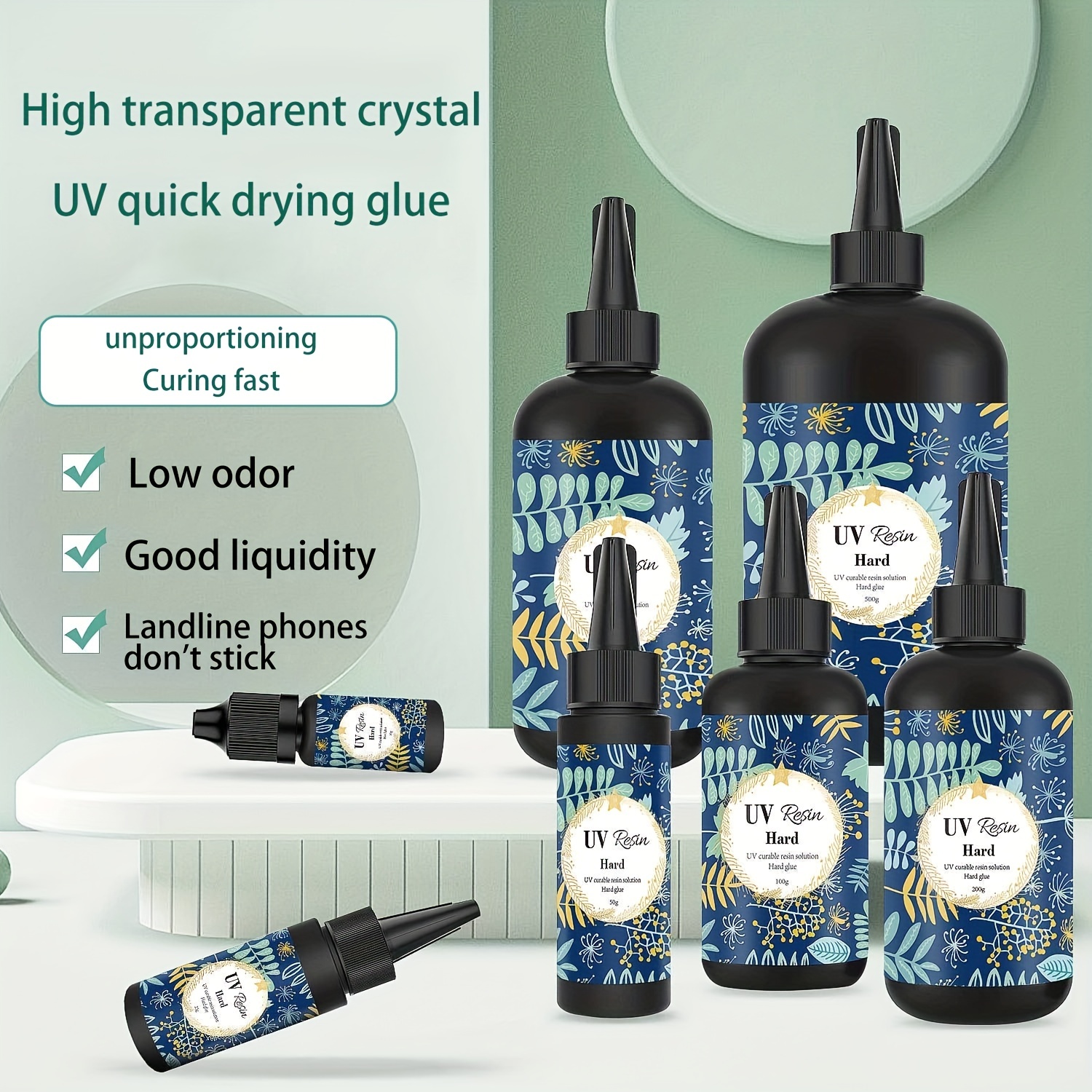 10/15/25/60/100/200/500g UV Resin Glue Ultraviolet Curing Solar Cure  Sunlight Activated Hard Quick Drying For Jewelry Resin Gel