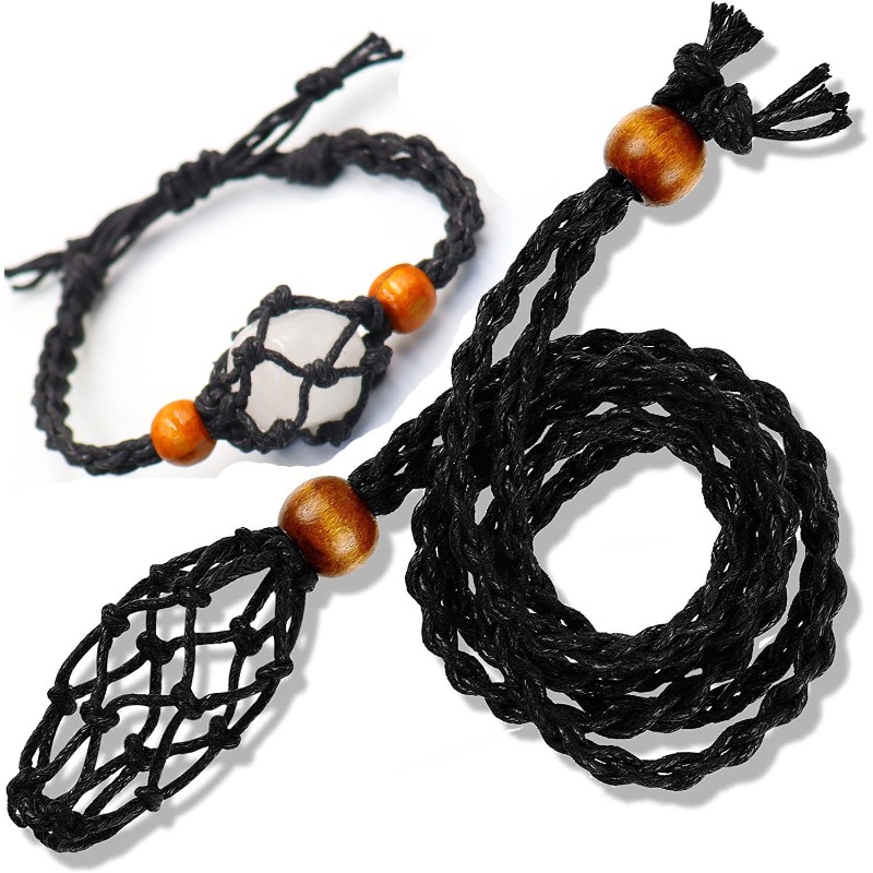 Nylon Macrame Crystal Necklace Holder Crystal Basket -   Diy necklace  designs, Crystal necklace tutorial, Natural rock necklace