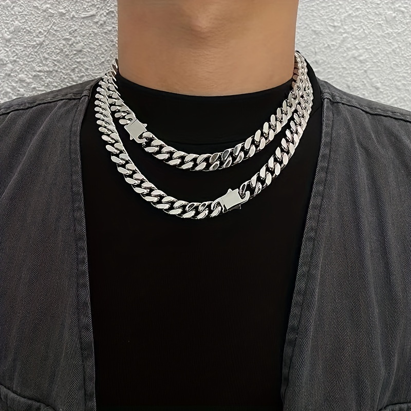 2023 Punk Lock Chain Necklace for Women Statement Hip Hop Twisted Chunky  Thick Acrylic Choker Gothic Jewelry Steampunk Men