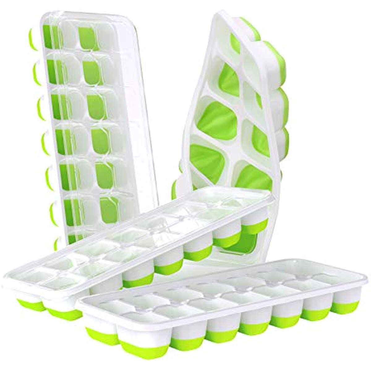 Ice Cube Tray with Lid and Storage Bin for Freezer, Easy-Release 55 Mini Ice  Tray with Spill-Resistant Cover, Container, Scoop, Flexible Durable Plastic  Ice Mold & Bucket, BPA Free(Green) 