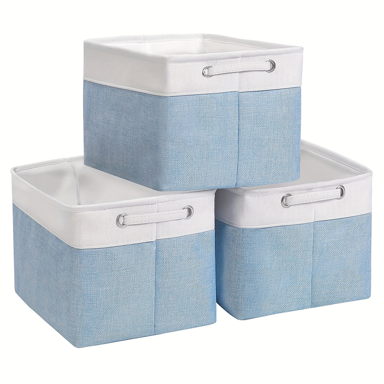 3 Pack/Set Plastic Storage Box with Lid,Waterproof Collapsible Storage Bins  for Toys/Shoes/Clothes/Office Teal Color