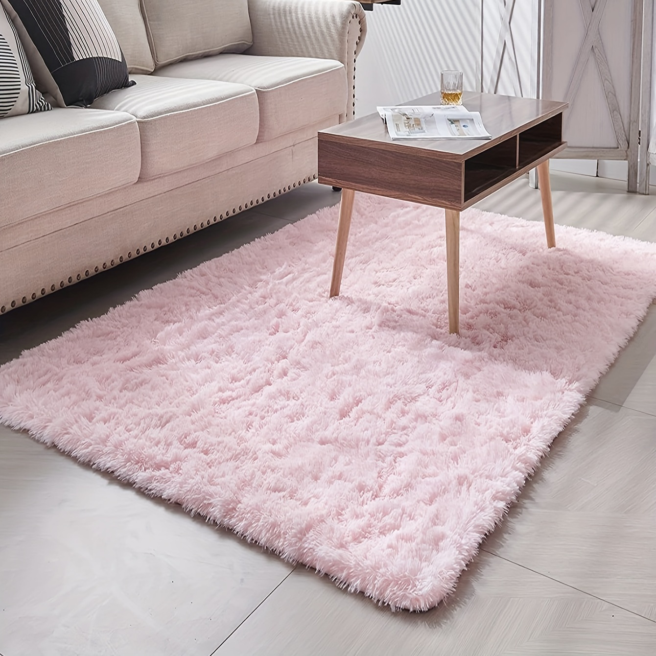 vidaXL Alfombra de pelo corto suave y lavable color rosado 200x200 cm