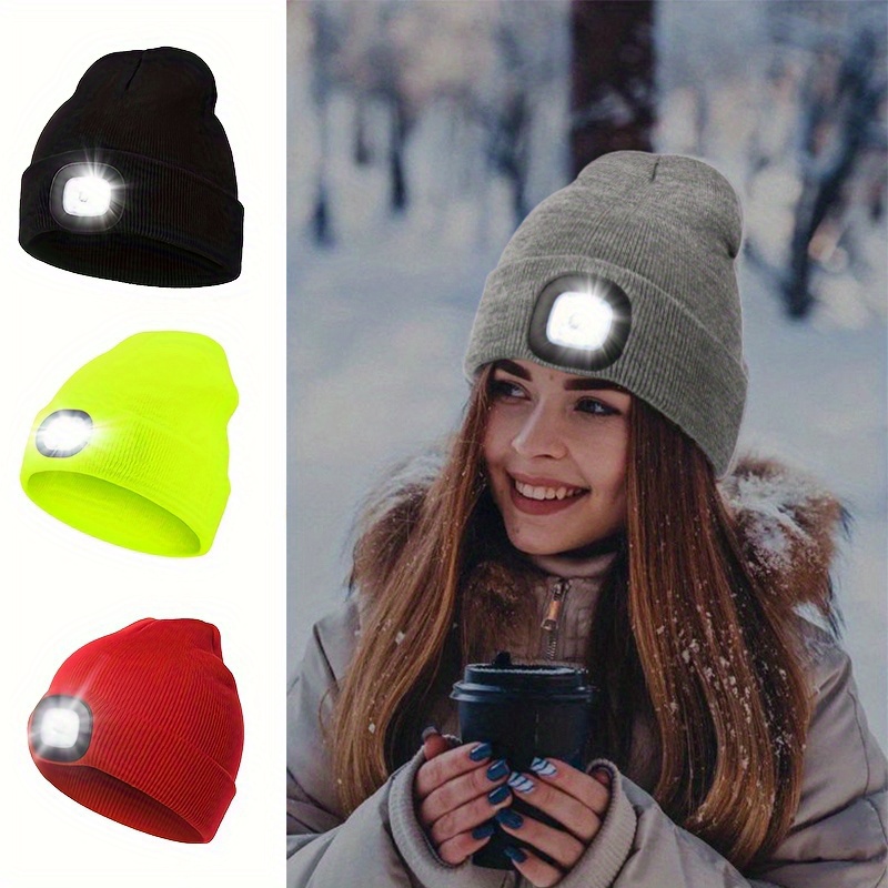 1 Pièce Chapeau De Bonnet Unisexe Avec Lumière Led, 4 Led Changées