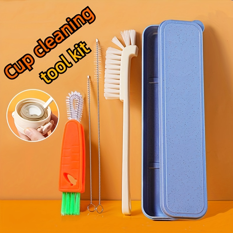 3-in-1 Cup Cover Lid Cleaning Brush Lunch Box Nipple Gap Groove Cleaning  Brush Mini Silicone Cup-Holder Household Cleaner Tools