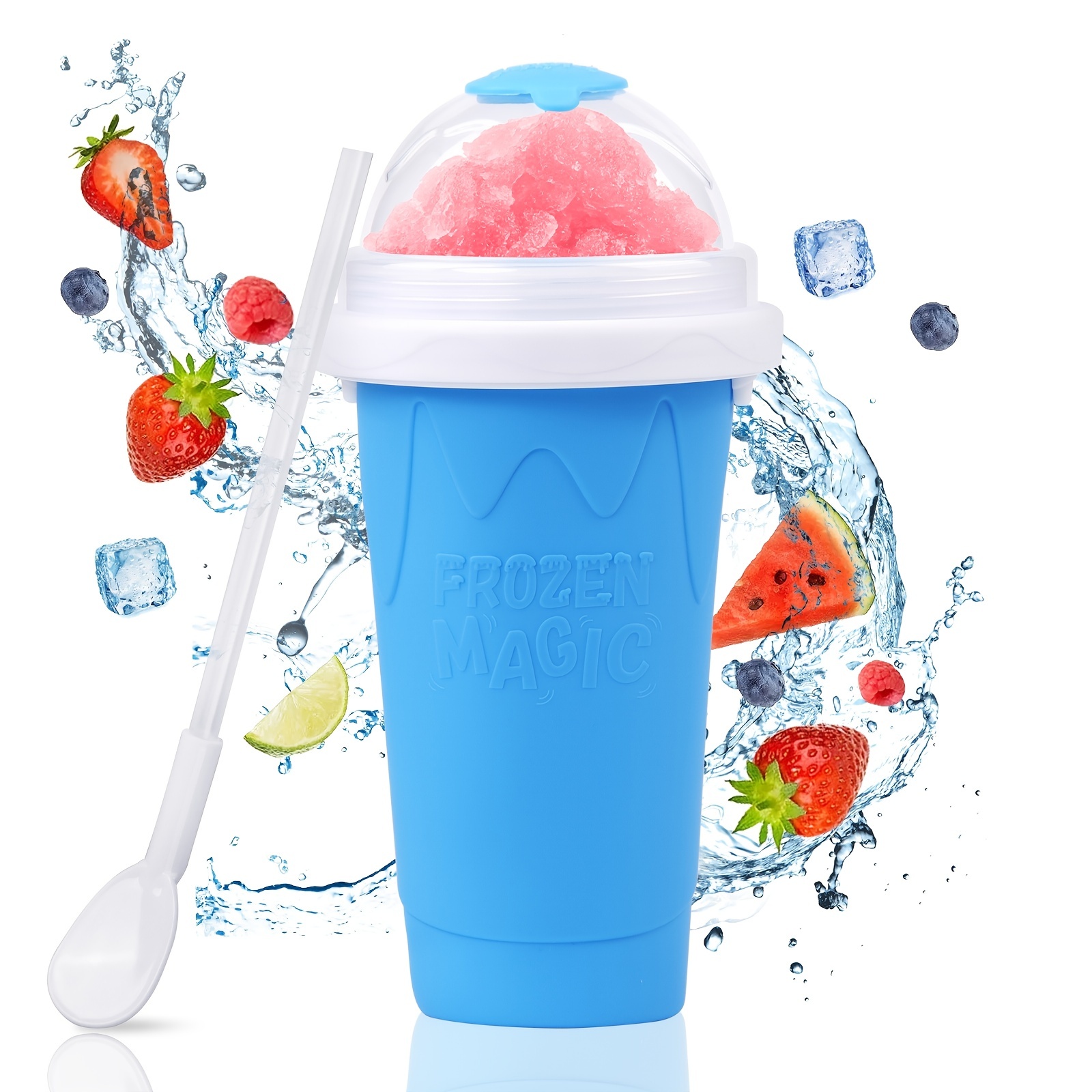 Slushy Maker Cup Frozen Magic Squeeze Cup Travel Portable Double Layer Silica Pinch Cup Summer Cooler Smoothie Cup Homemade Slushie Milkshake Maker