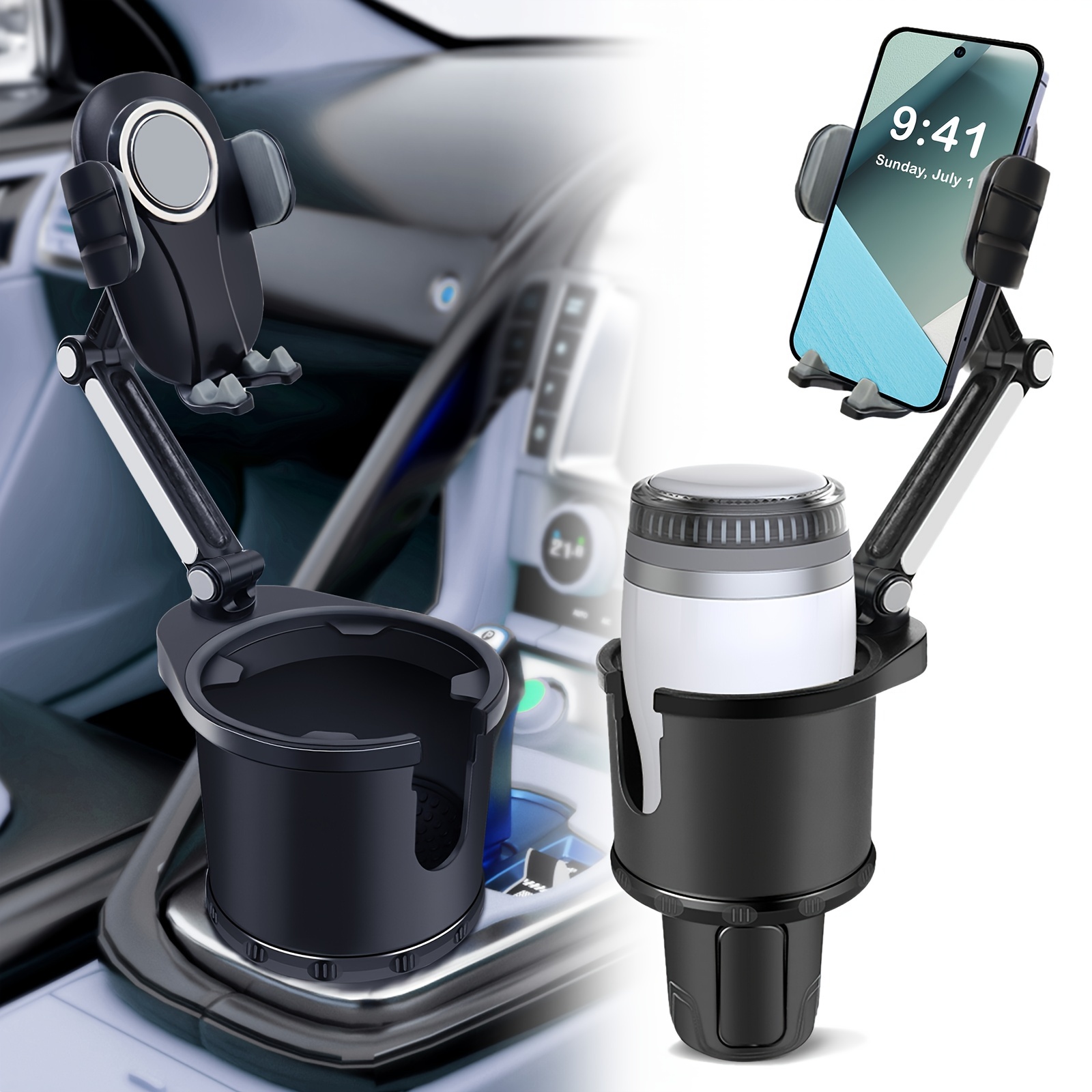 360° Universal Adjustable Car Cup Holder Mount Long Arm Phone Holder GPS  Stand