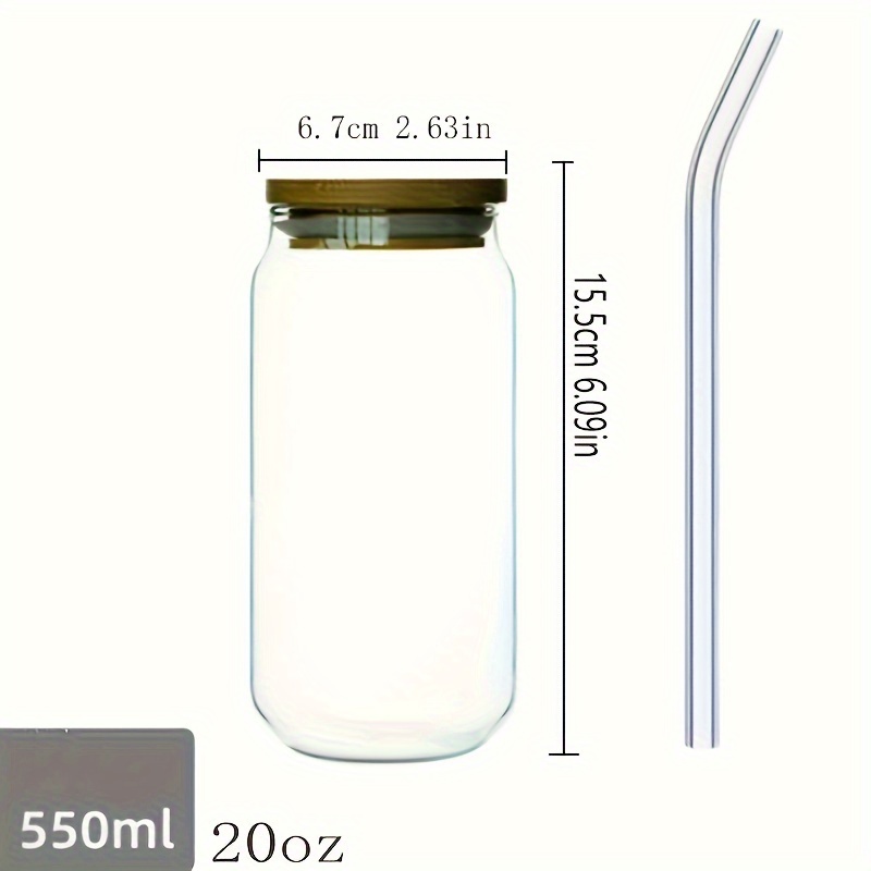 Glass Cups With Lids and Glass Straws 20oz High Borosilicate Glass