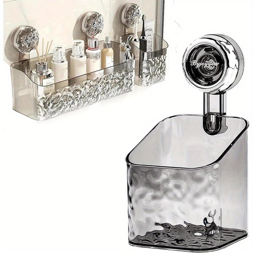 Light Luxury Style Glacier Pattern Suction Cup Shelf Bathroom Shower  Punch-Free Wall Mounted Storage Rack Draining Basket Holder - AliExpress