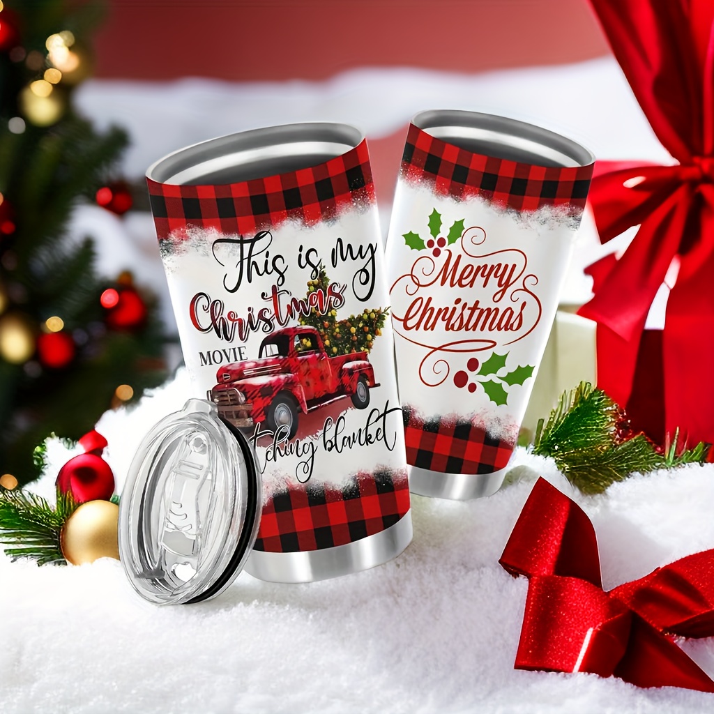Christmas Cups, 20oz Xmas Beer Can Glass with Lid and Straw Christmas  Coffee Cups Tumbler Mugs Christmas Decorations Cookie Jar Christmas Tree  Decor Christmas Home Decor Gifts for Women Kids Men 