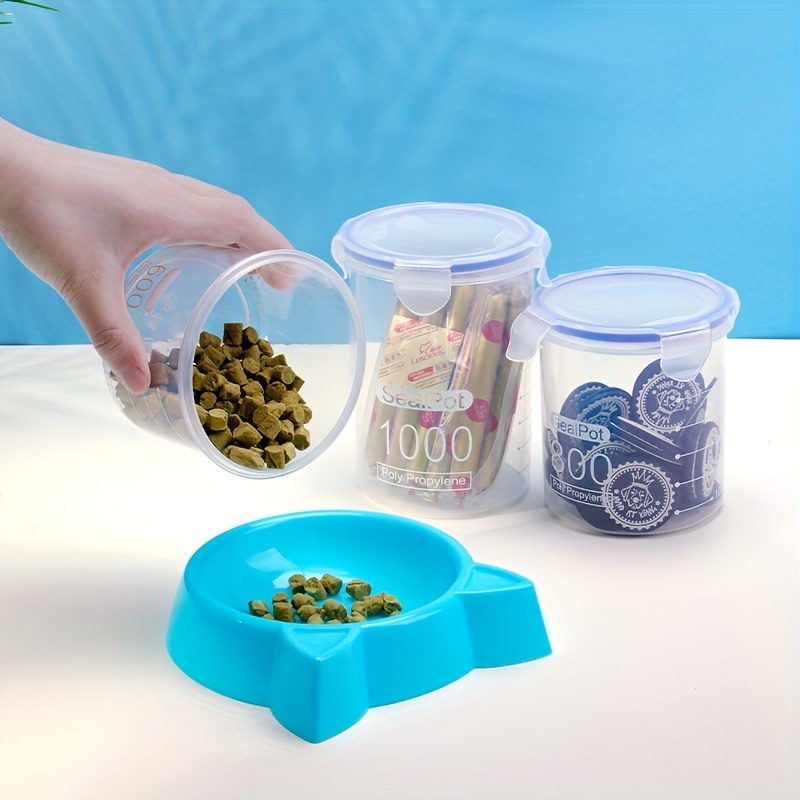 1pc Transparent Portable Insect-proof And Moisture-proof Flour Storage  Container With Seal For Long-lasting Use, Cat And Dog Food Organizer