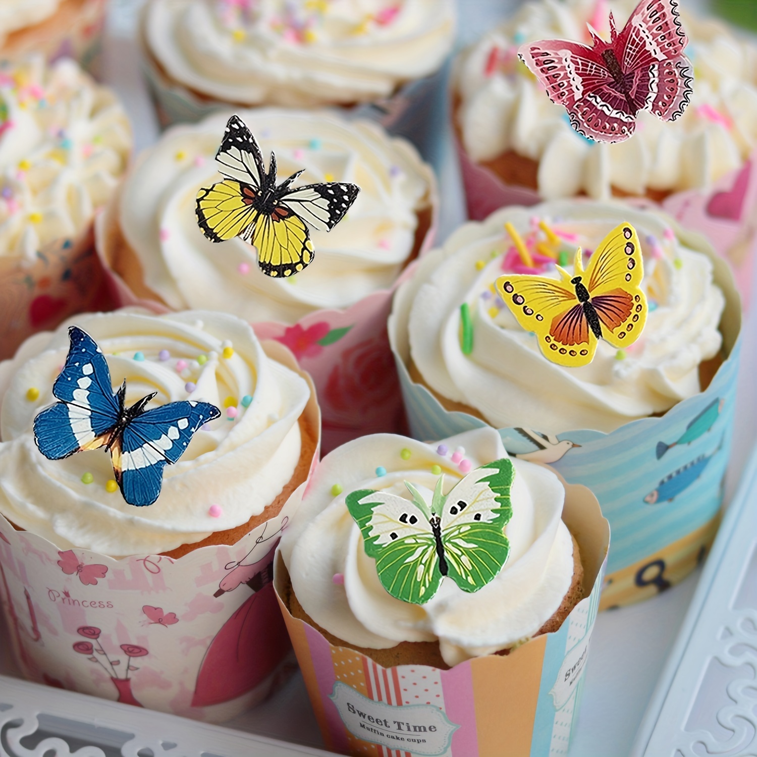 Se envía rápido Mariposas comestibles de decoración para pastel de color  azul helado pálido, juego de 20 mariposas de papel de oblea. Decoración de  cumpleaños de tartas de mariposas. -  México