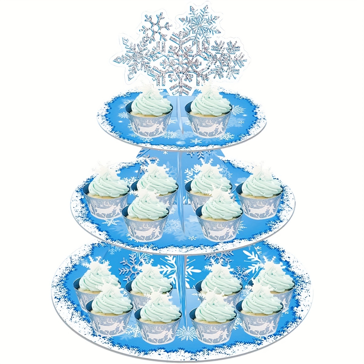 50Pcs Blue Edible Snowflake Cupcake Toppers Snowflakes Cake Topper  Decorations for Christmas Winter Holiday Frozen Theme Babyshower Birthday  Wedding