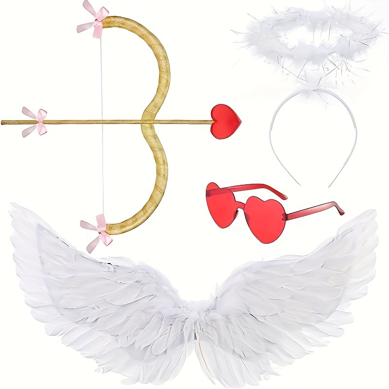  Disfraz de cupido para bebé, con alas de ángel, diadema,  flechas, arco para recién nacidos, accesorios de fotografía, traje de ángel  para niños y niñas : Ropa, Zapatos y Joyería