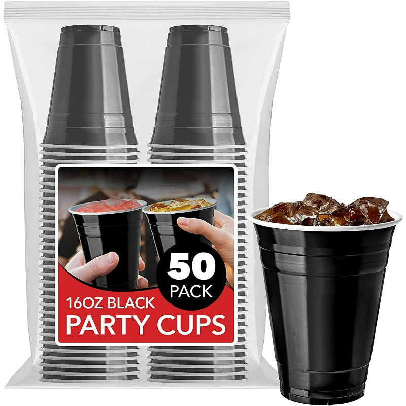 16 Pack Cheers to 60 Years Plastic Party Cups - 60th Birthday Decorations  for Men and Women, Anniversaries (Black, 16 oz) 