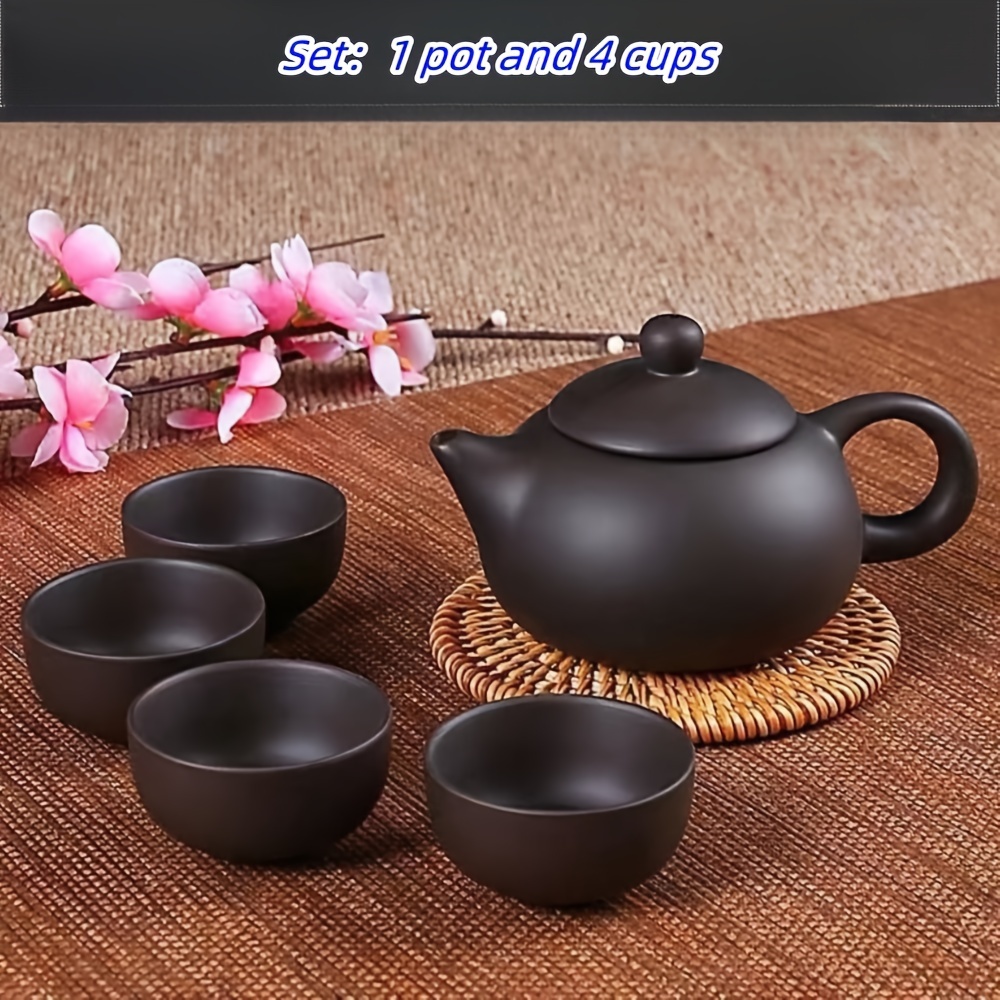 Ceramic Teapot, Non-Insulated Tea Server, Large Washington, 16 Ounce, Black