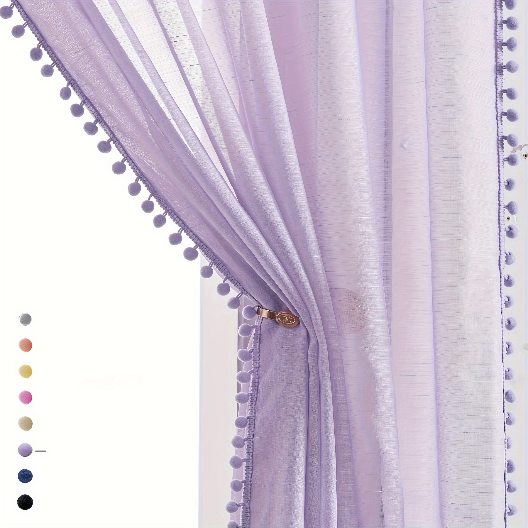  SIGOUYI Cortinas de ventana, cenefas de campo lavanda para  ventanas, cortinas de cocina con lazos de 52 x 45 pulgadas, cortina  ajustable con bolsillo para barra de globo, para ventana pequeña