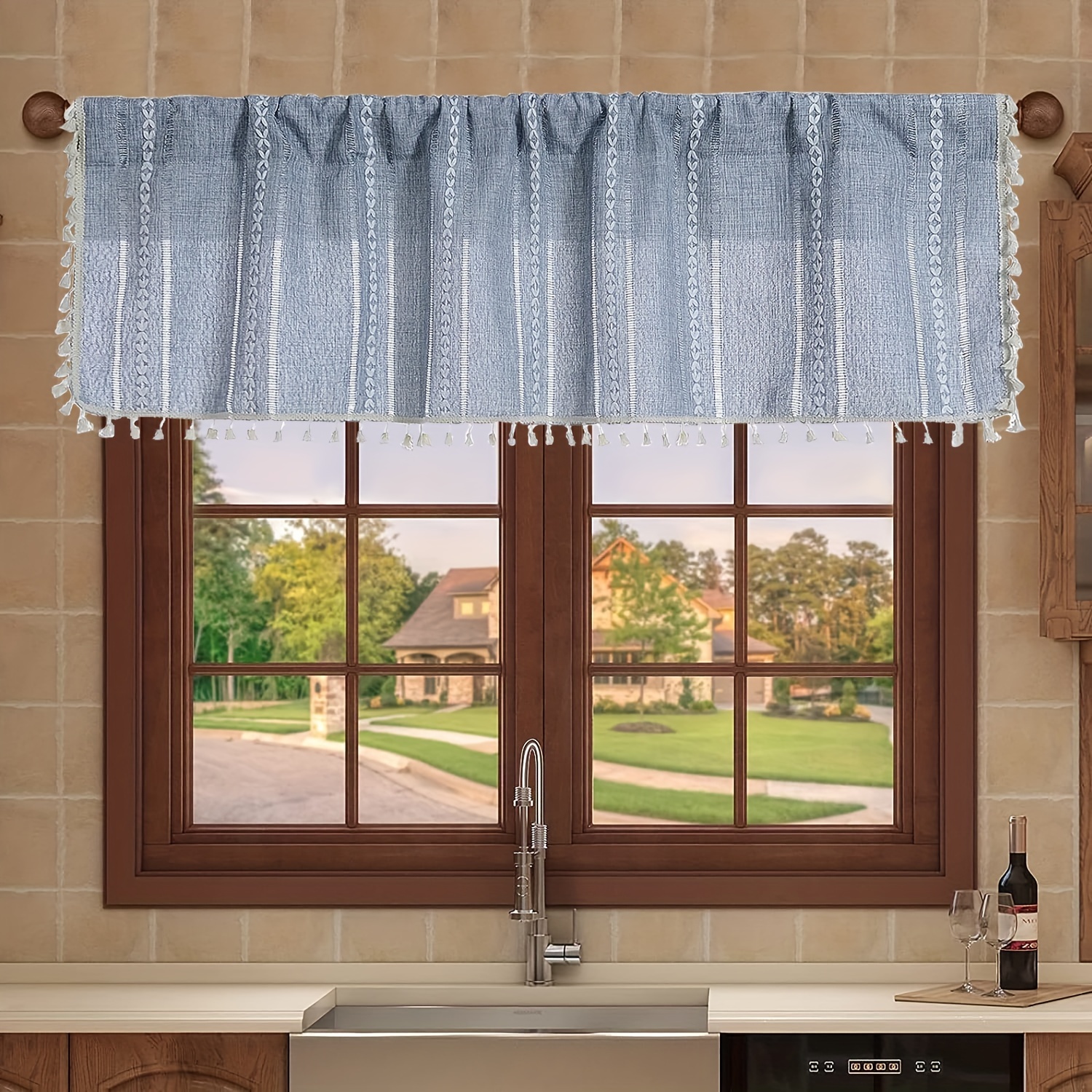 Farmhouse Tier Set Woven Plaid Textured Cotton Cafe Kitchen Curtains V –  VHC Brands Home Decor