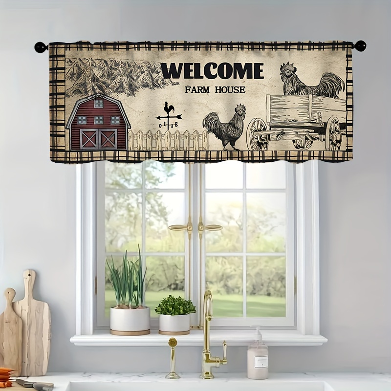 1 Panel Valance/2 Panels Cafe Curtain Farmhouse Kitchen - Temu