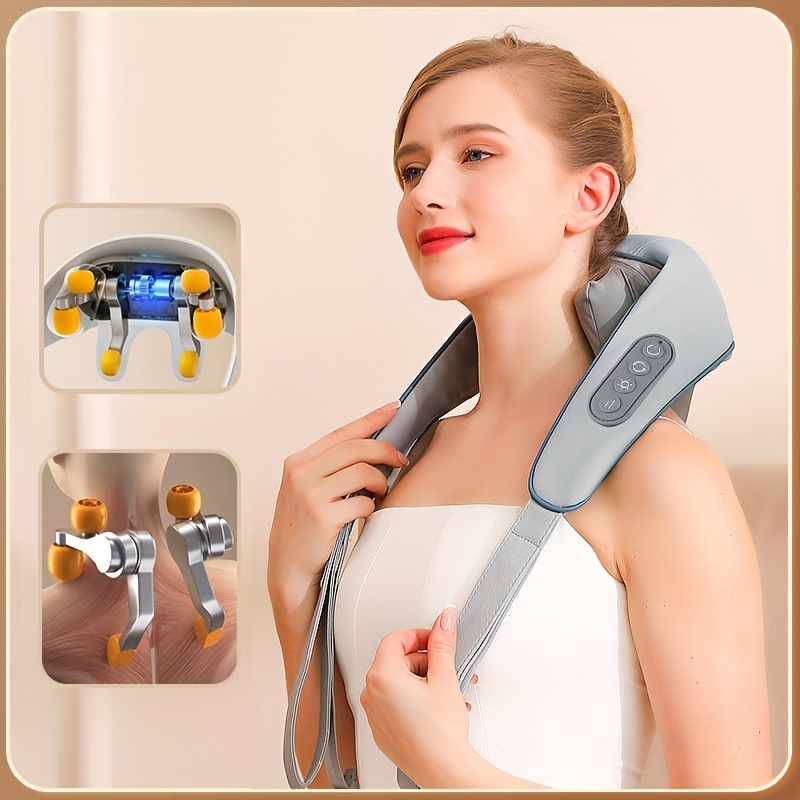  Shiatsu Neck Massager With Heat, 8 Massage Nodes Neck Massager  For Pain Relief Deep Tissue, 4D Deep Kneading Electric Neck And Shoulder  Massager, Gift For Mom, Dad, Men, Women, Office, Home