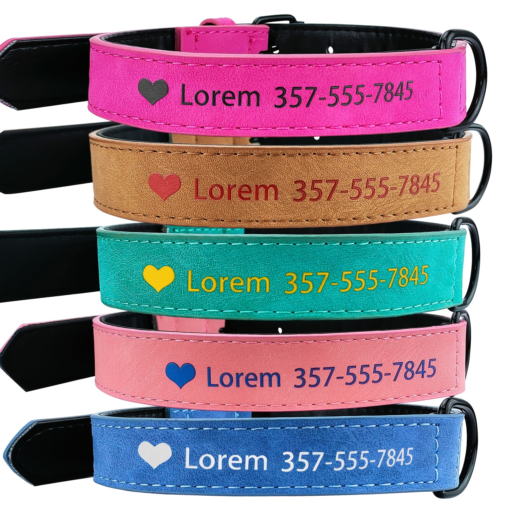 Dog collars with 2024 names embroidered on them