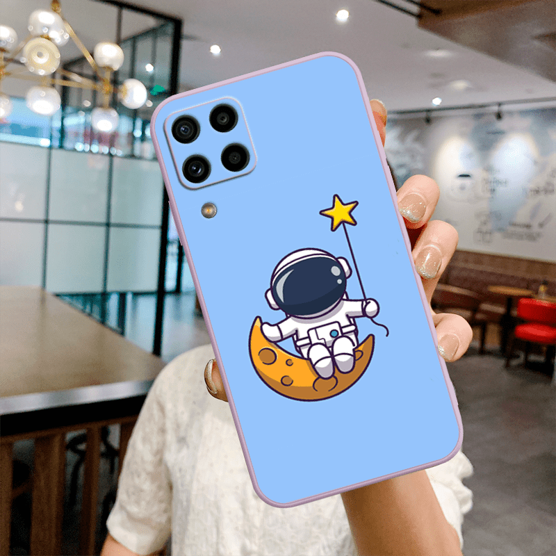  Compatible with Samsung Galaxy A14 5g Case with Plating  Creative Astronaut Cartoon Holder Pink, Phone Samsung A14 5g Case Silicone  Shockproof Stand Soft TPU Protective Slim Cover (Black) : Cell Phones