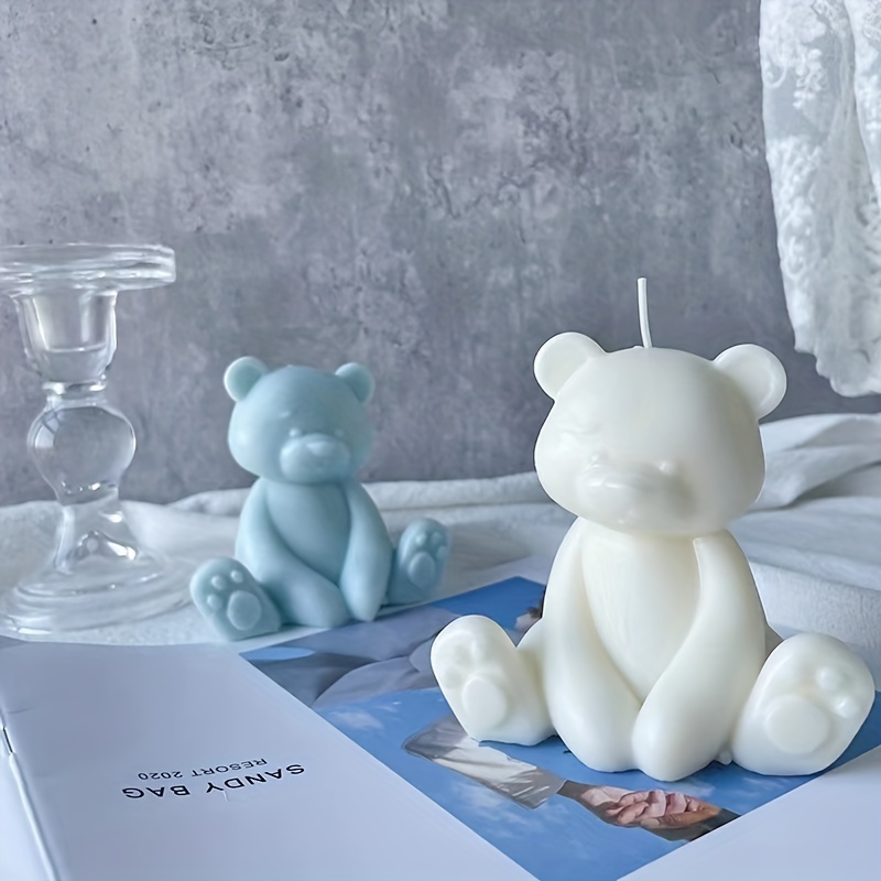 3D Teddy Bear Candle Silicone Mold Smiling Bear Cute Animals Shape