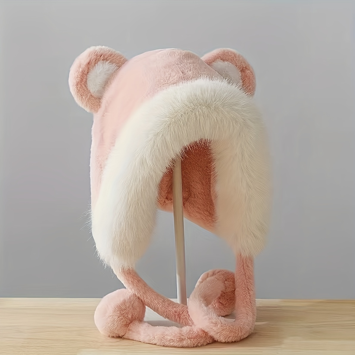 Cartoon Bear Fuzzy Hat Kawaii Bonnet D'hiver Masque Chapeau - Temu