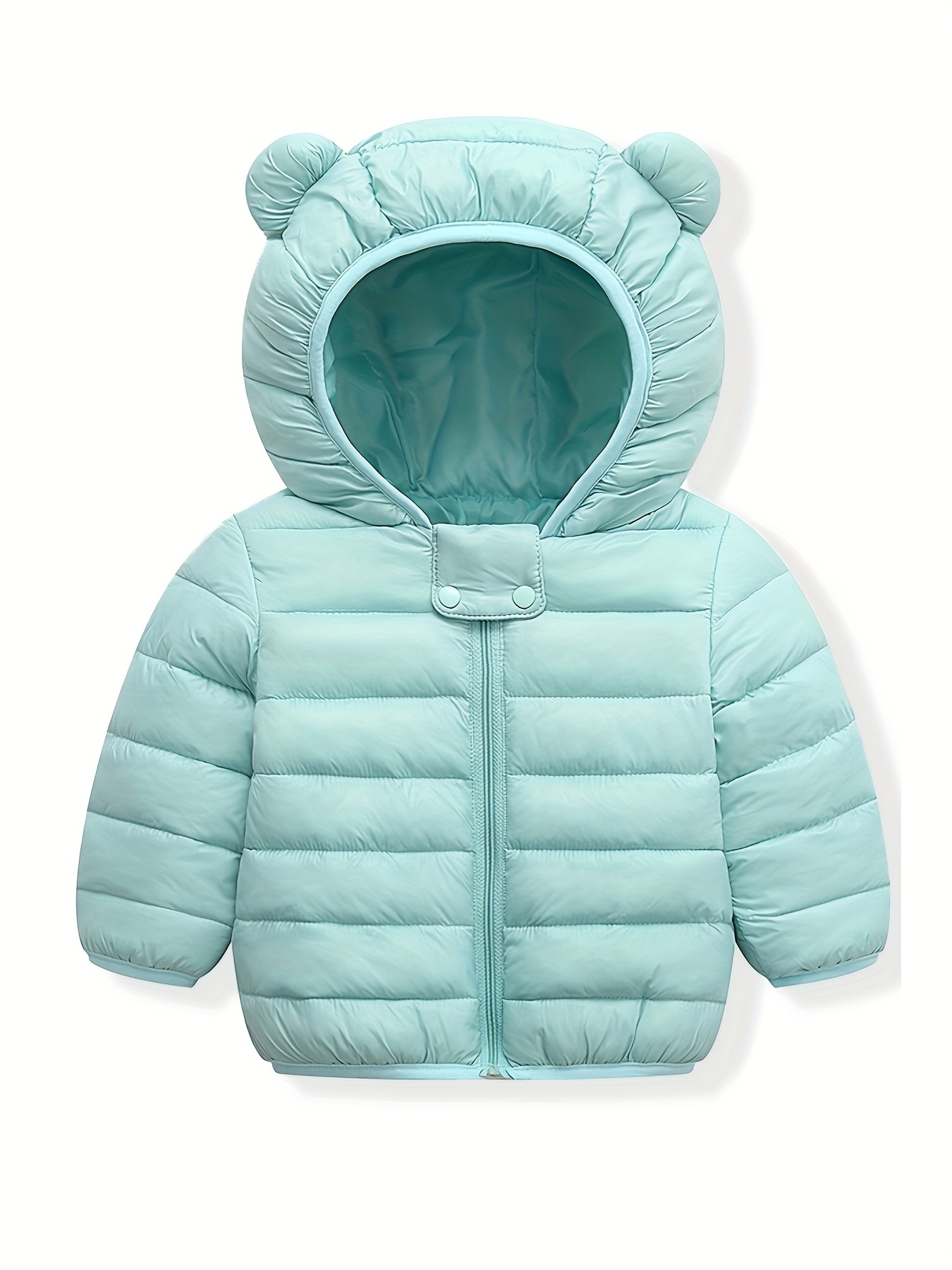 Baby Boy Jacket & Sweater, Classic Puffer, White & Blue Fur