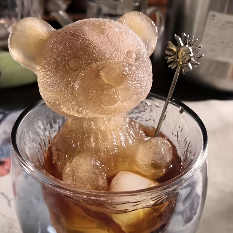 1pc 3D Teddy Bear Silicone Mold Ice Cube Making For Dessert Coffee Milk  Little Bear Ice Cube Ice Silicone Maker Mold Splash-Proof And Easy To Fall  Off