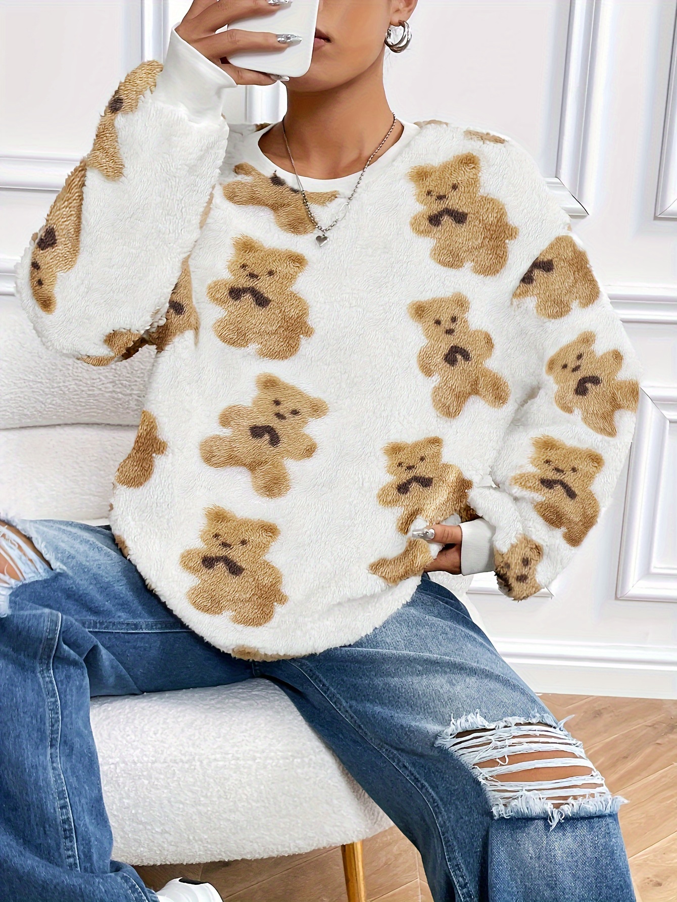 Fuzzy bear outlet sweater