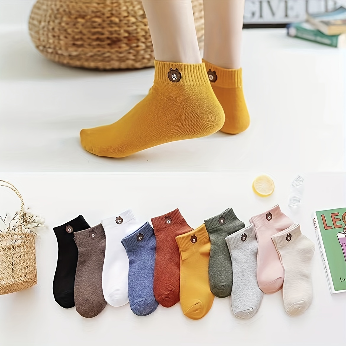 10 Pairs Academic Style Stocks, Cute & Soft Crew Socks, Stylish Korean  Fashion Aesthetic, Women's Socks & Hosiery