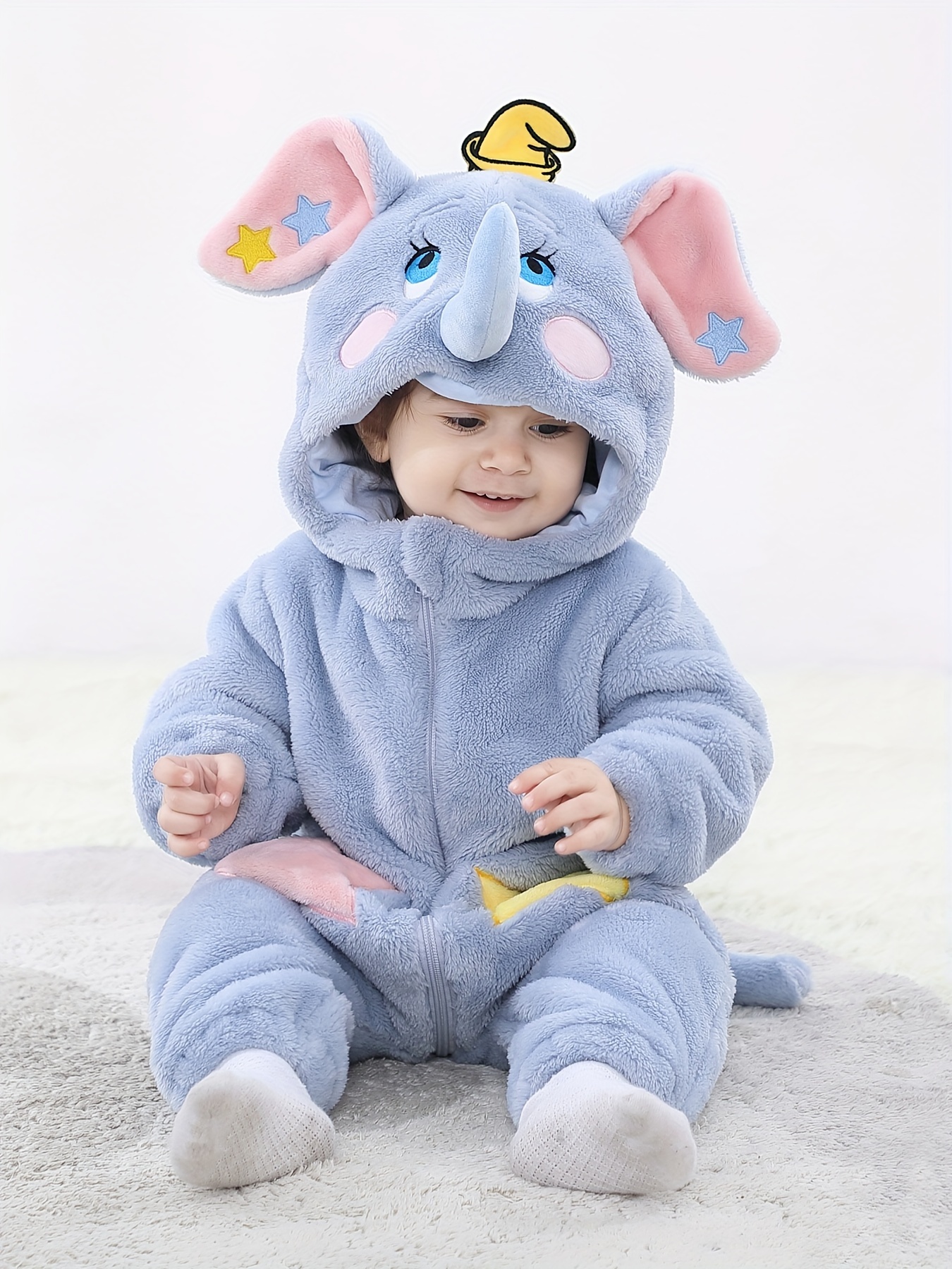 Bebe Garçon Manche Longue Automne Vêtements Bébé Fille Pyjama Grenouillère  Éléphant Imprimé Barboteuse