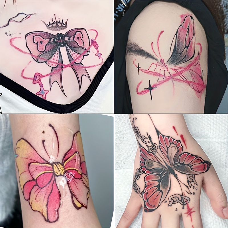 6 Large Sheets Colorful Butterfly Temporary Tattoos For - Temu