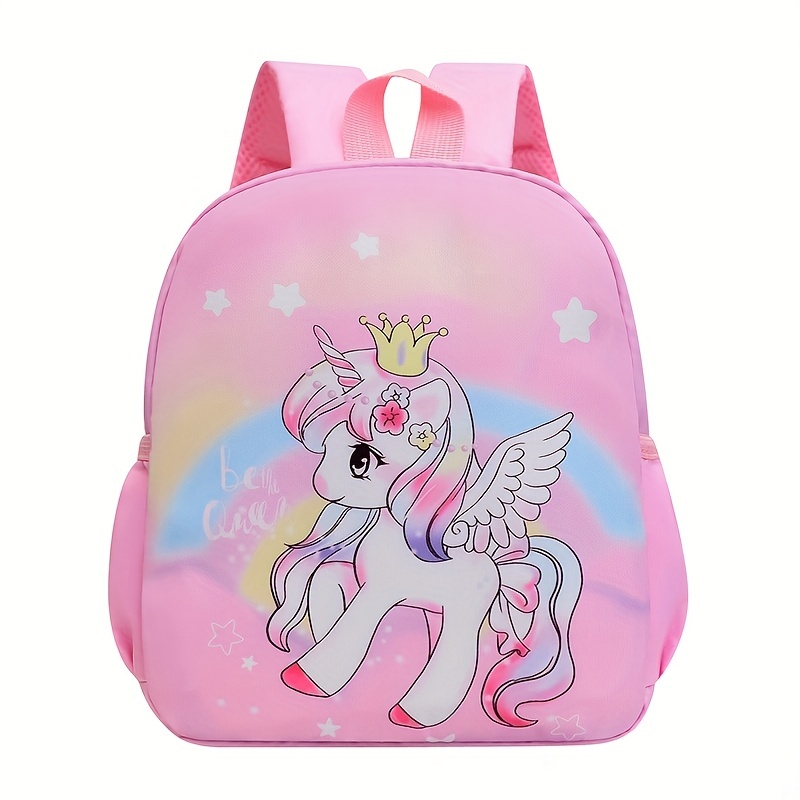 Cute Cartoon Middle School Student Bag Unicorn Girl Rainbow Pony Backpack, Fashion Backpacks