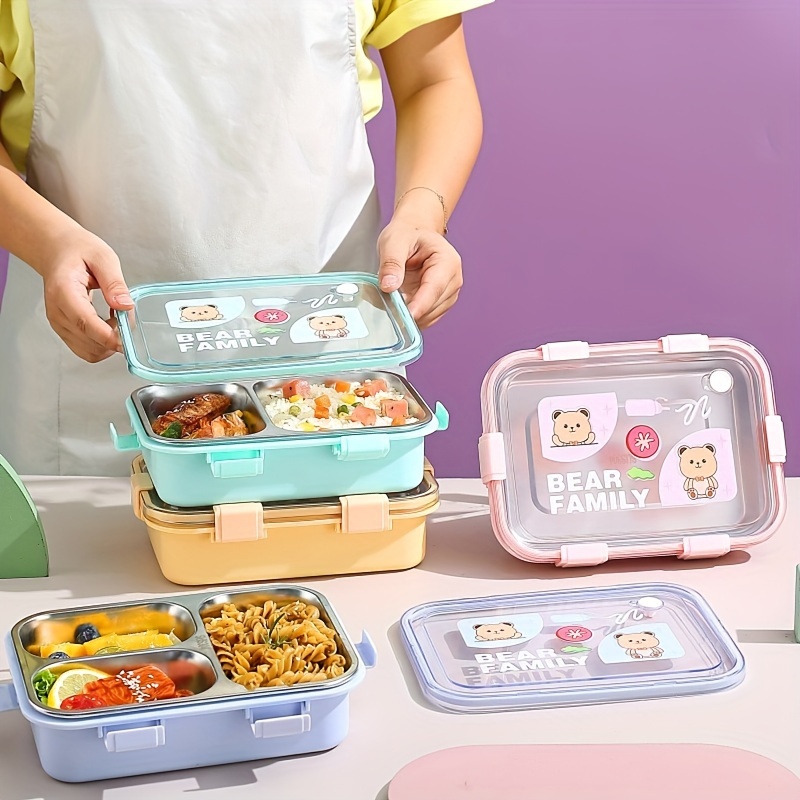 Kawaii Bear Lunch Box 304 Stainless Steel Vacuum Thermal Bento BoxBreakfast  Soup Cup Insulated Lunch Bag Food Warmer Containers