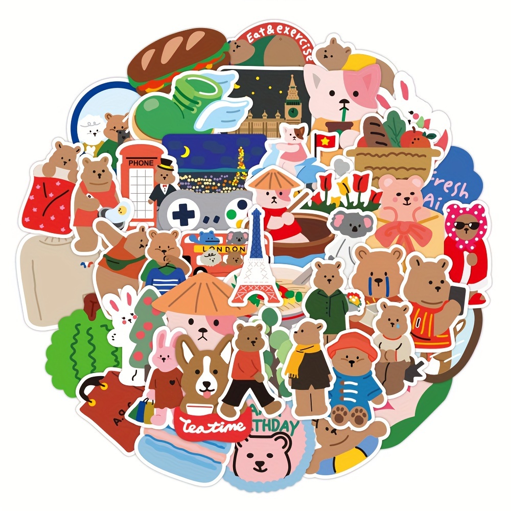 Korean Bear Stickers PNG Picture, Cute Korean Bear Happy Birthday