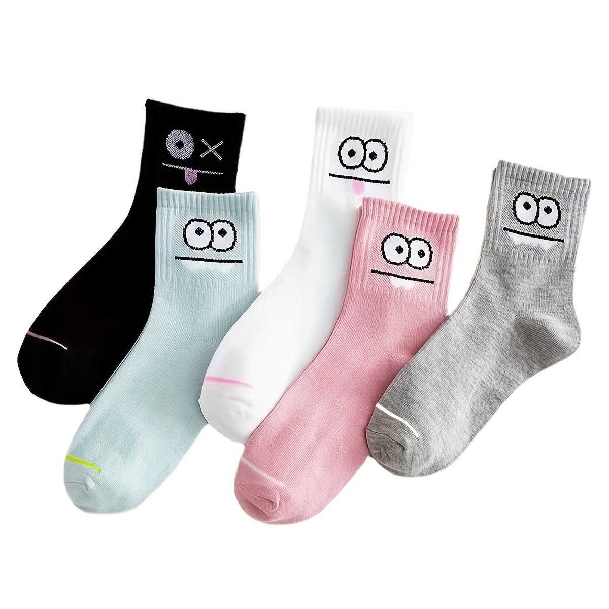 Comprar Calcetines blancos de algodón para mujer, bonitos calcetines  divertidos de Anime Kawaii Smiley Harajuku, calcetines de diseño familiar  de Navidad